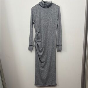 Elegant Gray Turtleneck Dress